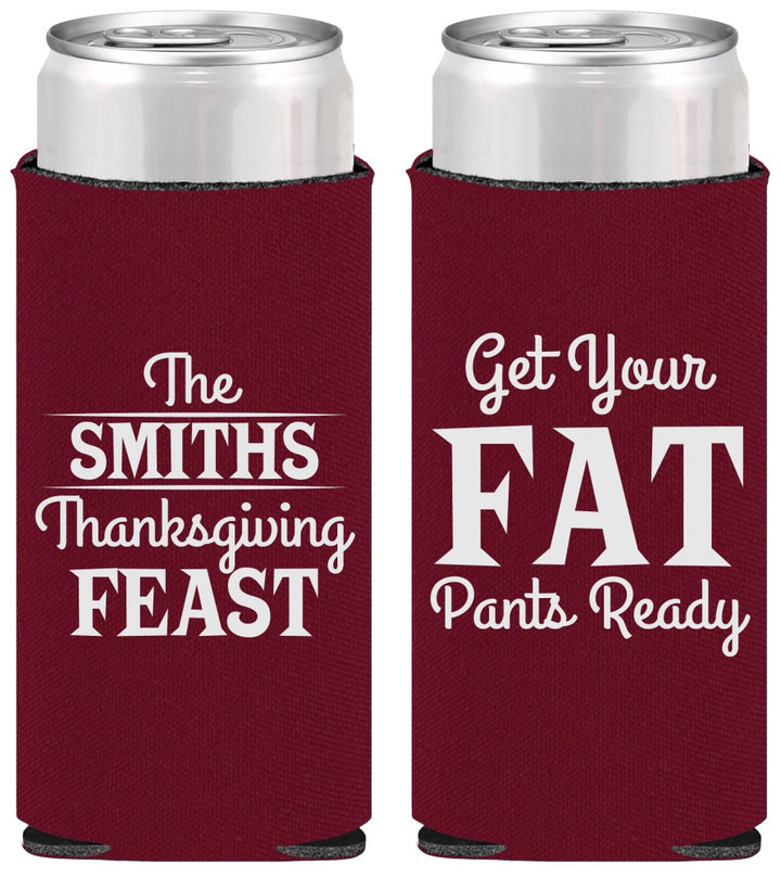 Personalized Thanksgiving Slim Can Coolers - Fat Pants Ready | 260045