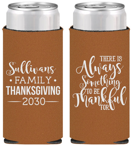Personalized Thanksgiving Slim Can Coolers - Thankful | 260048
