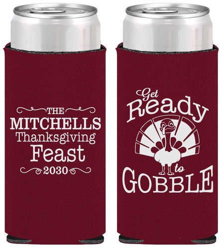 Personalized Thanksgiving Slim Can Coolers - Turkey Gobble | 260049
