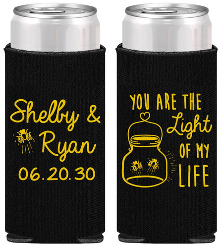 Personalized Wedding Slim Can Coolers - You Are The Light Of My Life | 262