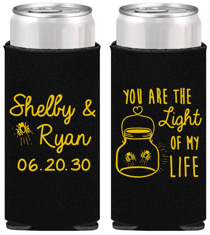 Personalized Wedding Slim Can Coolers - You Are The Light Of My Life | 262