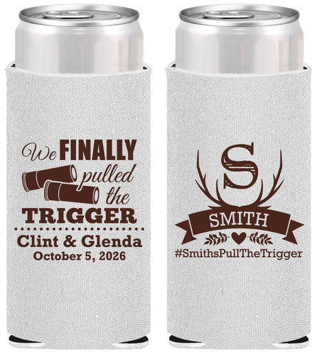 Personalized Wedding Slim Can Coolers - Finally Pull The Trigger | 264