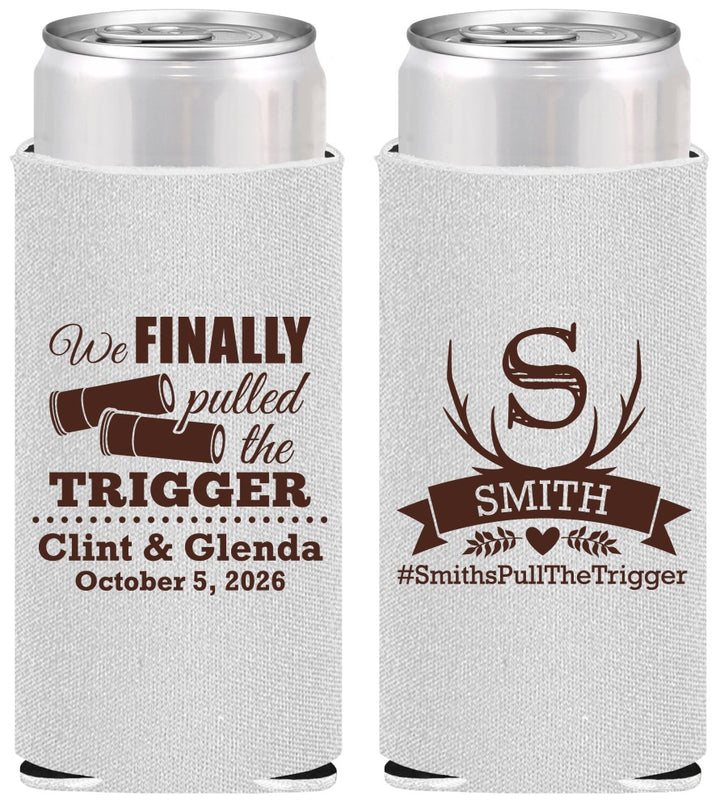 Personalized Wedding Slim Can Coolers - Finally Pull The Trigger | 264