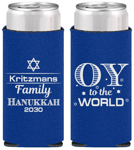 Personalized Hanukkah Slim Can Coolers - Oy To The World | 270000