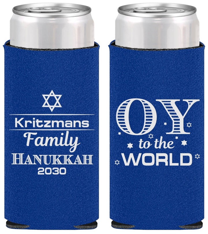 Personalized Hanukkah Slim Can Coolers - Oy To The World | 270000