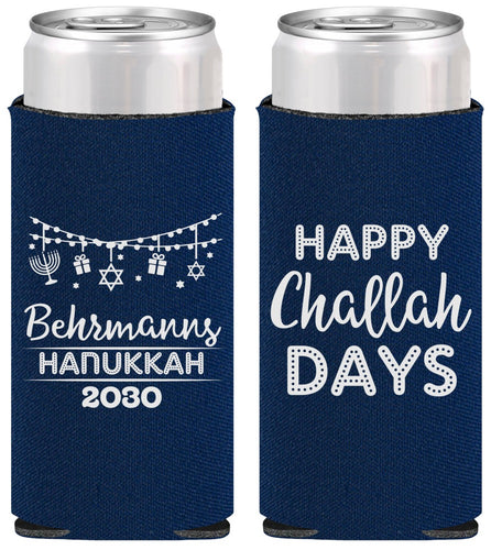 Personalized Hanukkah Slim Can Coolers - Challah Days | 270003