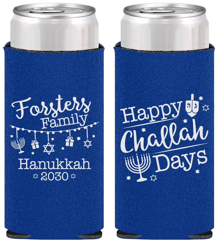 Personalized Hanukkah Slim Can Coolers - Challah Days | 270004