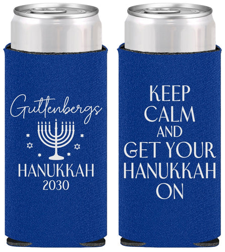 Personalized Hanukkah Slim Can Coolers - Menorah | 270008