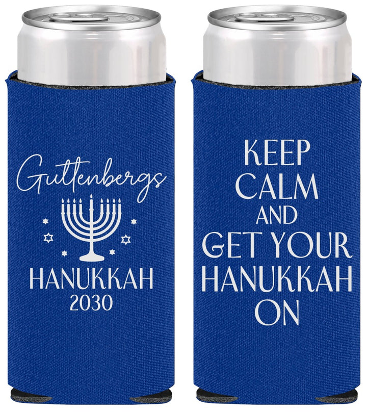 Personalized Hanukkah Slim Can Coolers - Menorah | 270008