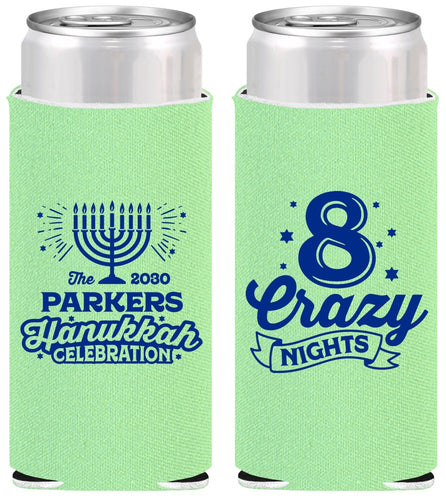 Personalized Hanukkah Slim Can Coolers - Eight Crazy Nights | 270010