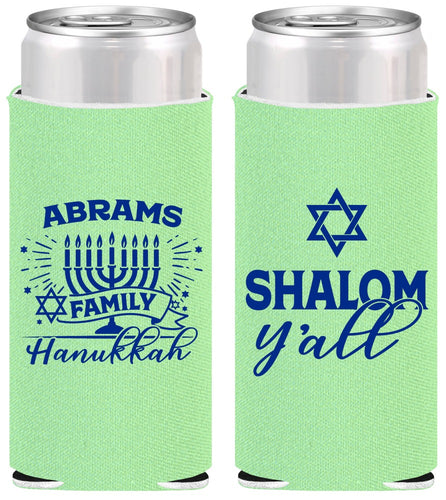 Personalized Hanukkah Slim Can Coolers - Shalom | 270014
