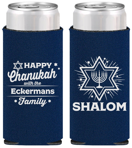 Personalized Hanukkah Slim Can Coolers - Shalom | 270015