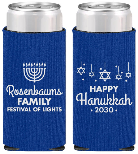 Personalized Hanukkah Slim Can Coolers - Menorah | 270016