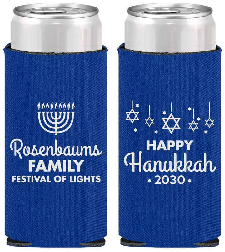 Personalized Hanukkah Slim Can Coolers - Menorah | 270016