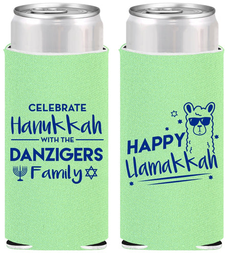 Personalized Hanukkah Slim Can Coolers - Llamakkah | 270018