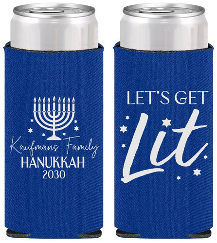 Personalized Hanukkah Slim Can Coolers - Lets Get Lit | 270020