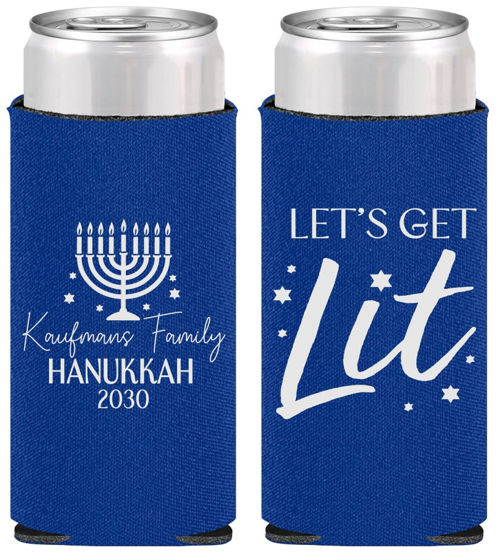 Personalized Hanukkah Slim Can Coolers - Lets Get Lit | 270020