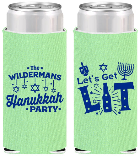 Personalized Hanukkah Slim Can Coolers - Lets Get Lit | 270022