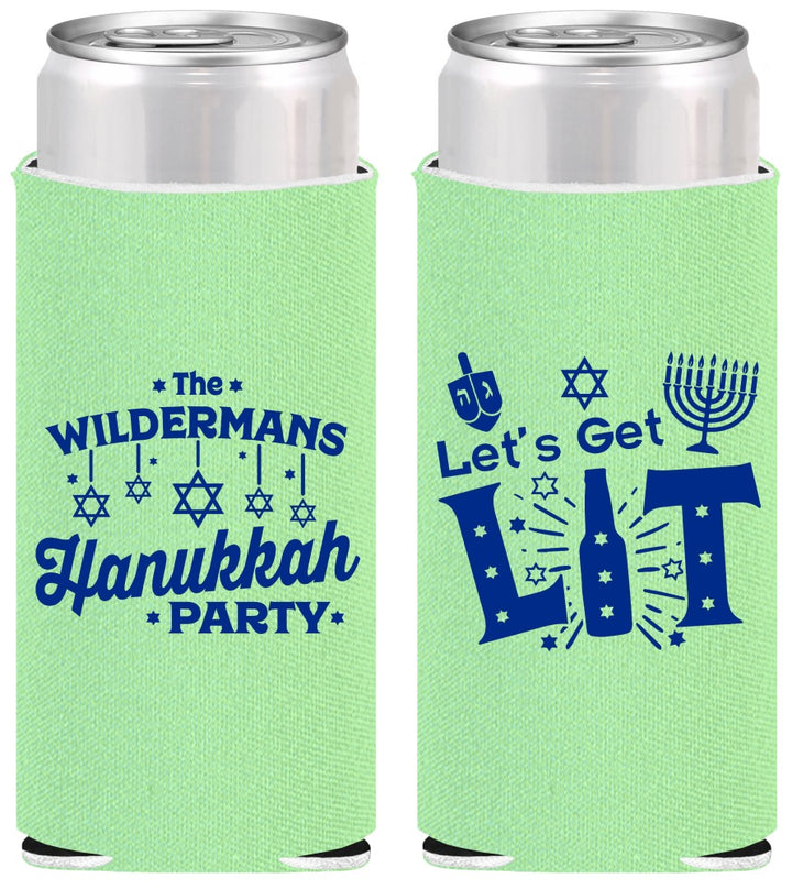 Personalized Hanukkah Slim Can Coolers - Lets Get Lit | 270022