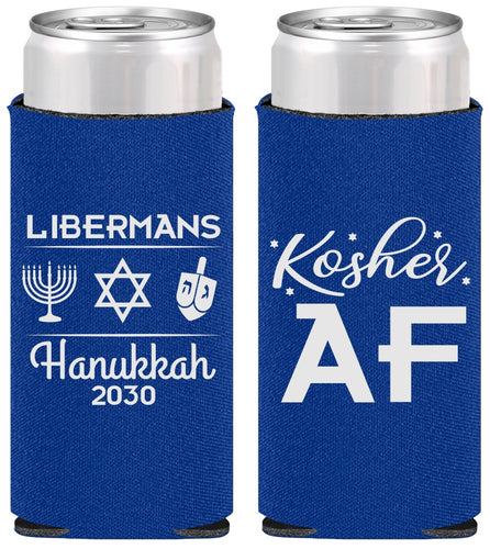 Personalized Hanukkah Slim Can Coolers - Menorah Dreidel | 270024