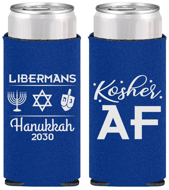 Personalized Hanukkah Slim Can Coolers - Menorah Dreidel | 270024