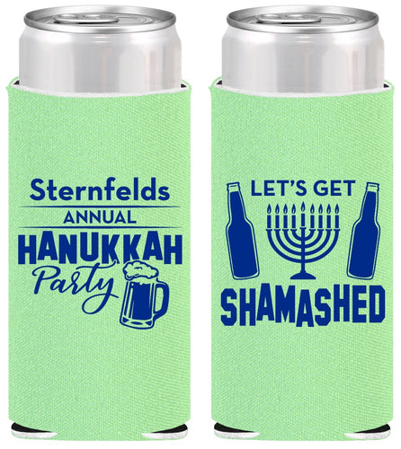 Personalized Hanukkah Slim Can Coolers - Menorah | 270026