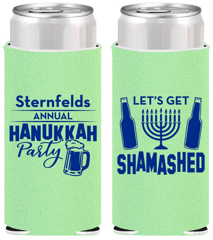 Personalized Hanukkah Slim Can Coolers - Menorah | 270026