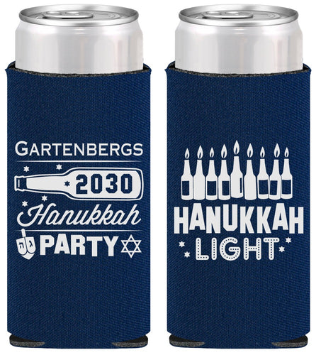 Personalized Hanukkah Slim Can Coolers - Menorah | 270027