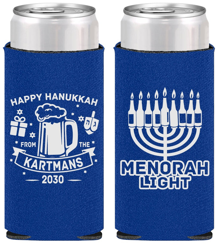 Personalized Hanukkah Slim Can Coolers - Menorah | 270028
