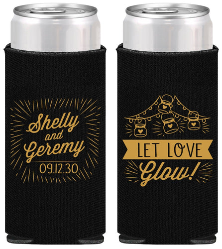 Personalized Wedding Slim Can Coolers - Let Love Glow | 273