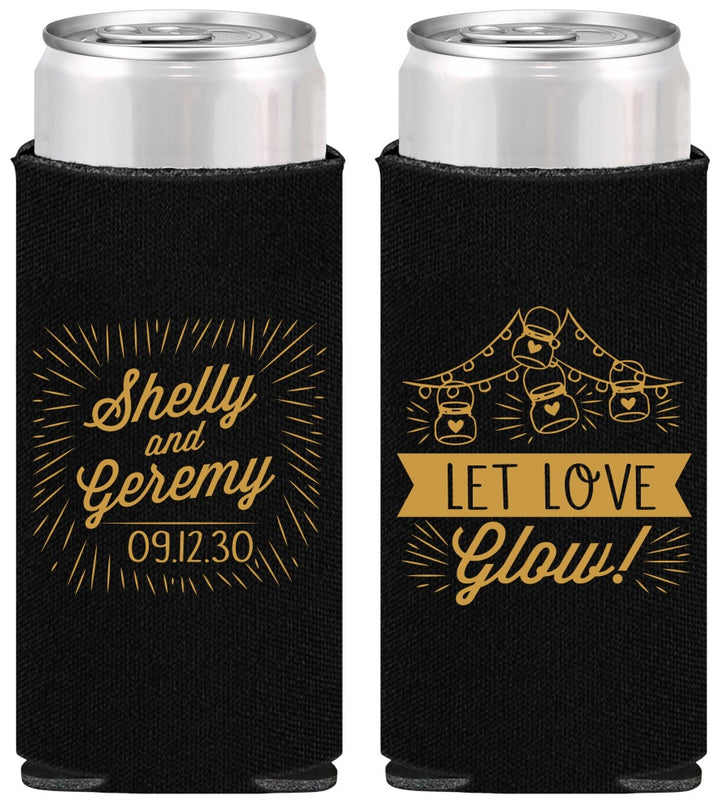 Personalized Wedding Slim Can Coolers - Let Love Glow | 273