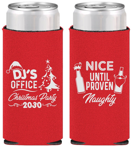 Personalized Christmas Slim Can Coolers - Naughty Or Nice | 280000