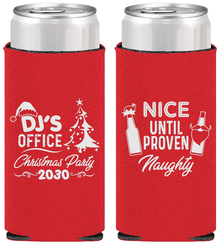 Personalized Christmas Slim Can Coolers - Naughty Or Nice | 280000