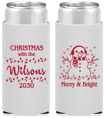 Personalized Christmas Slim Can Coolers - Snowman | 280002