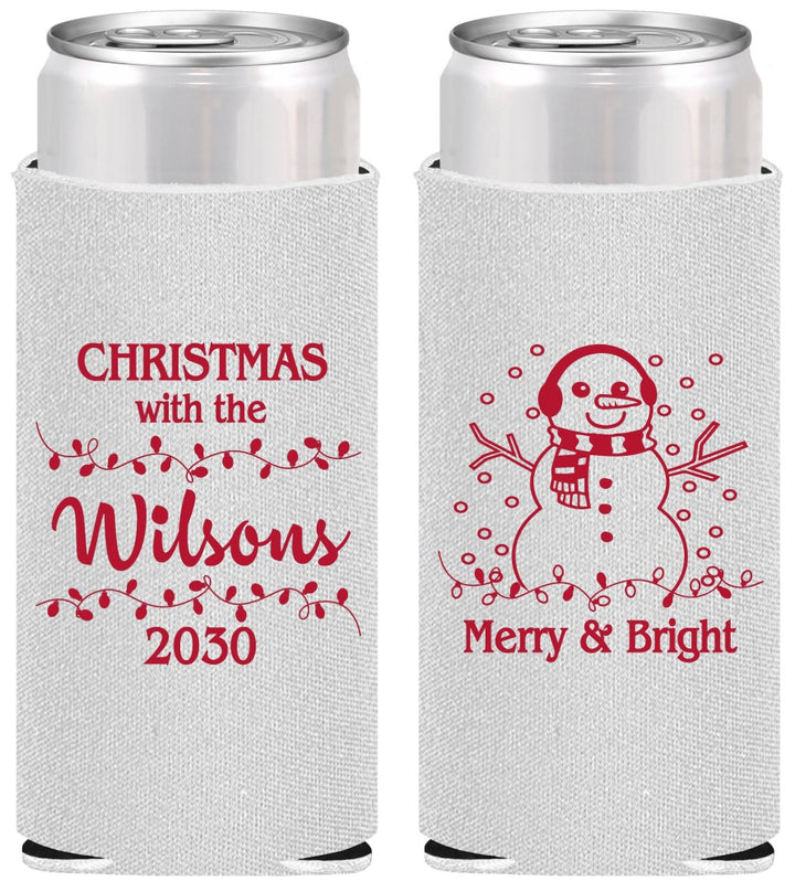 Personalized Christmas Slim Can Coolers - Snowman | 280002