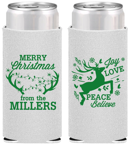 Personalized Christmas Slim Can Coolers - Reindeer | 280003