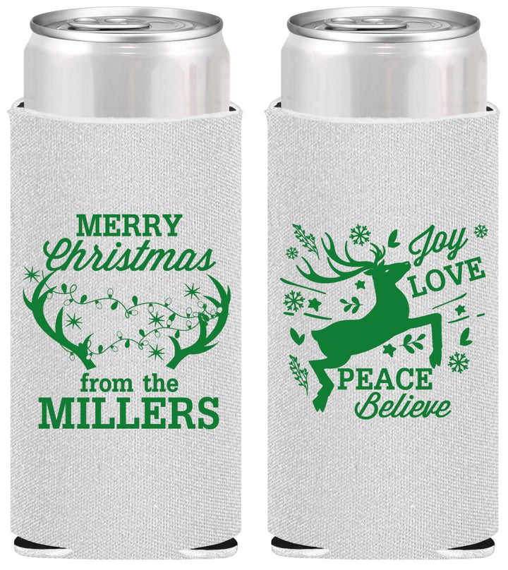Personalized Christmas Slim Can Coolers - Reindeer | 280003