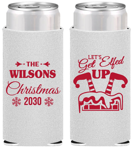 Personalized Christmas Slim Can Coolers - Lets Get Elfed Up | 280006