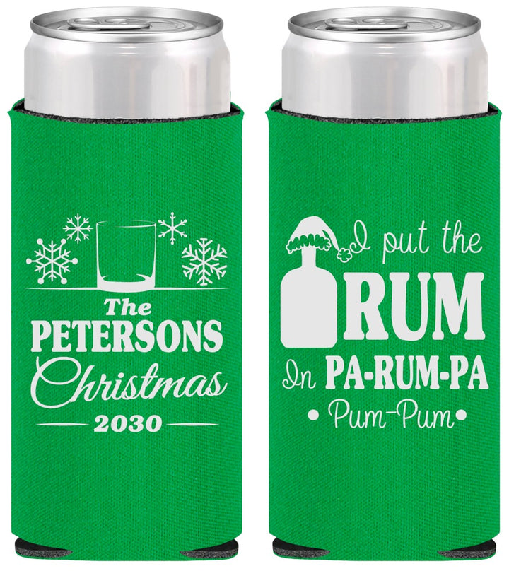 Personalized Christmas Slim Can Coolers - Pa Rum Pa | 280013