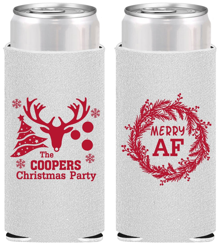 Personalized Christmas Slim Can Coolers - Merry Af | 280014