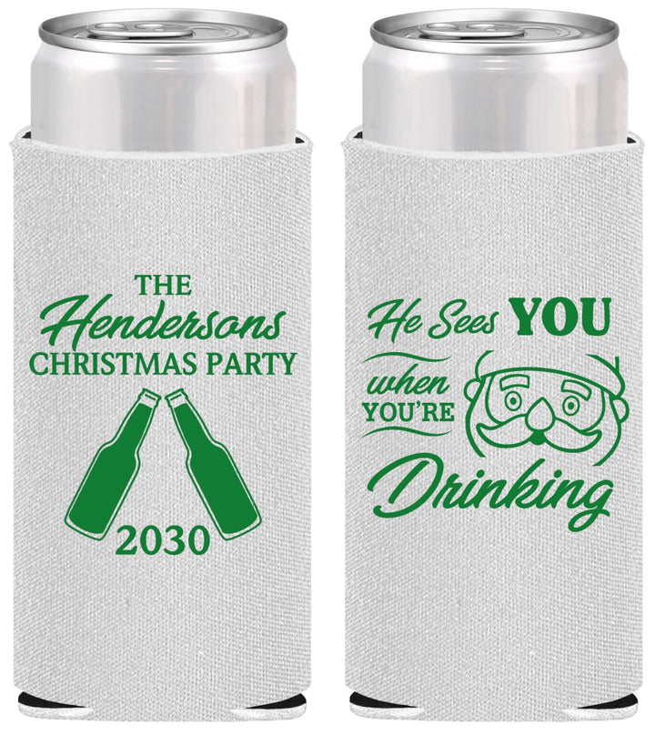 Personalized Christmas Slim Can Coolers - Santa | 280015