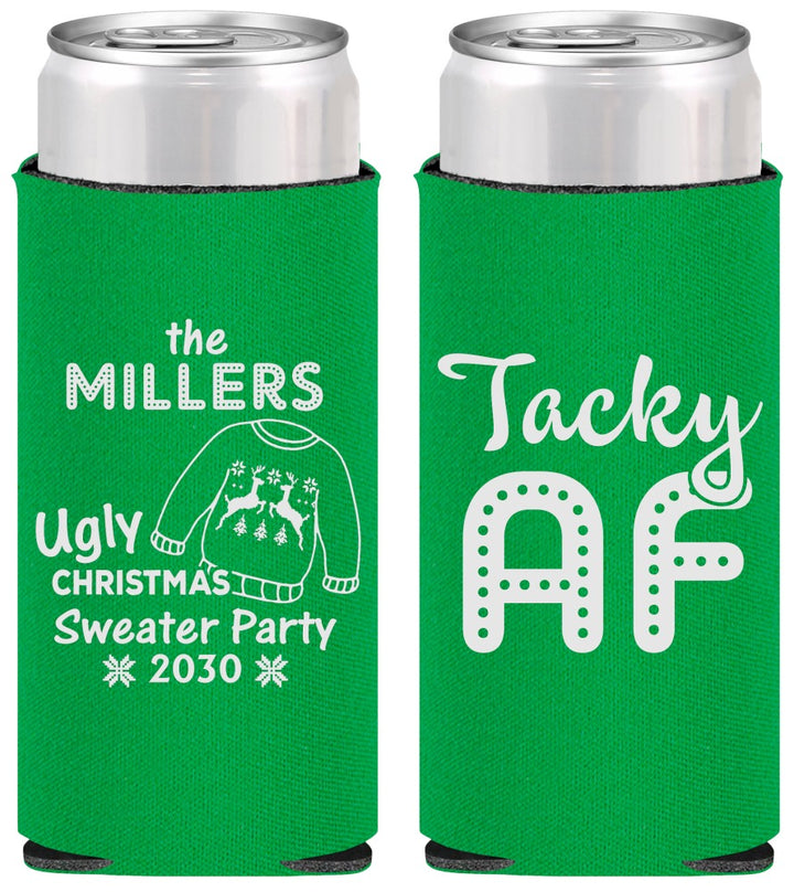 Personalized Christmas Slim Can Coolers - Tacky Af | 280017