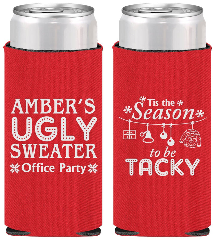 Personalized Christmas Slim Can Coolers - Til The Season To Be Tacky | 280020