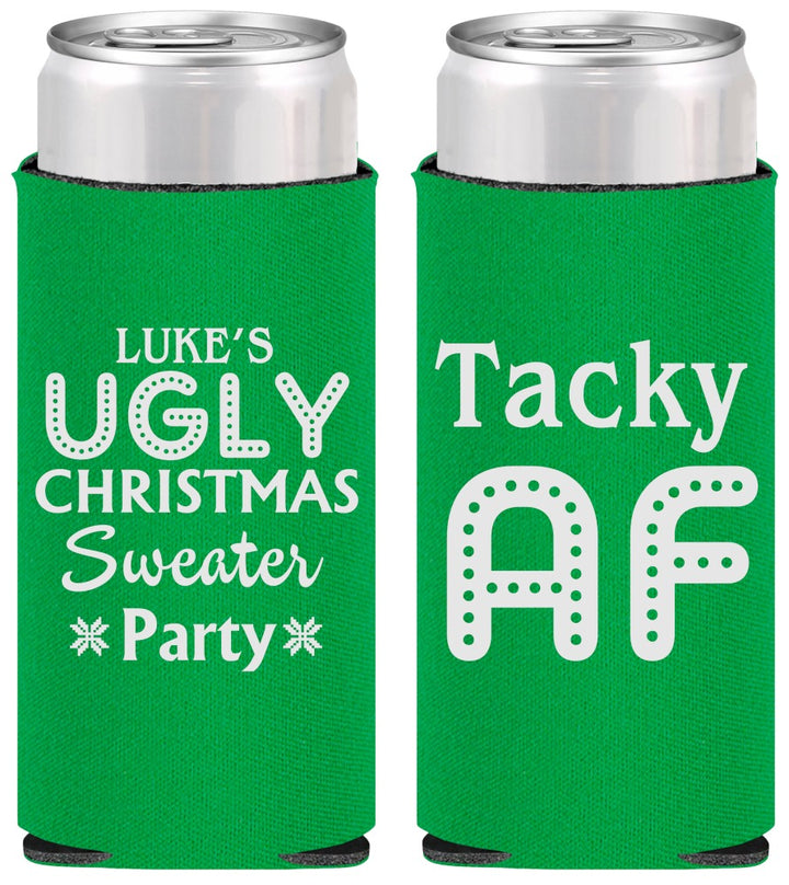 Personalized Christmas Slim Can Coolers - Tacky Af | 280021