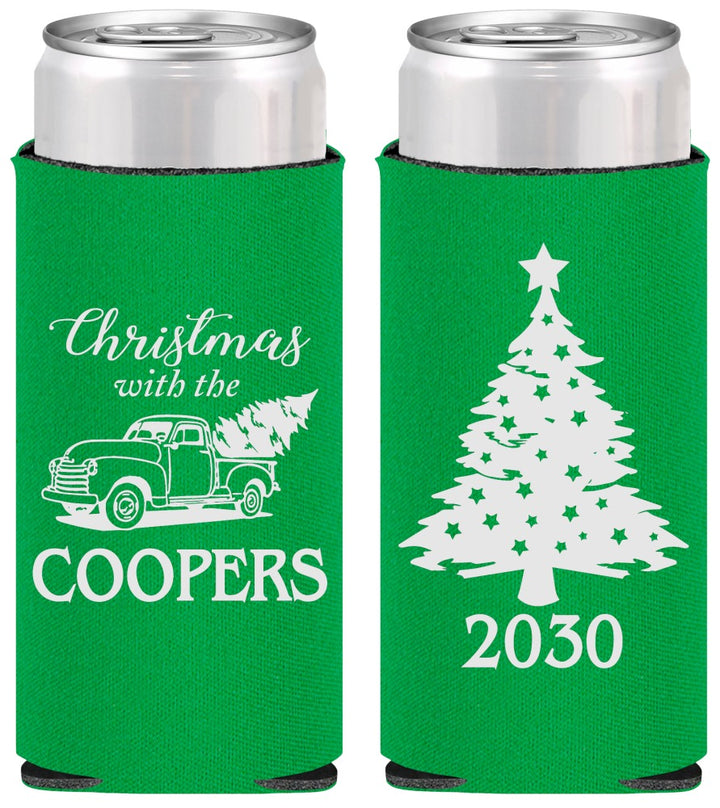Personalized Christmas Slim Can Coolers - Naughty Af | 280025