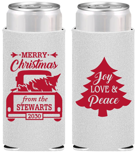 Personalized Christmas Slim Can Coolers - Christmas Tree | 280026