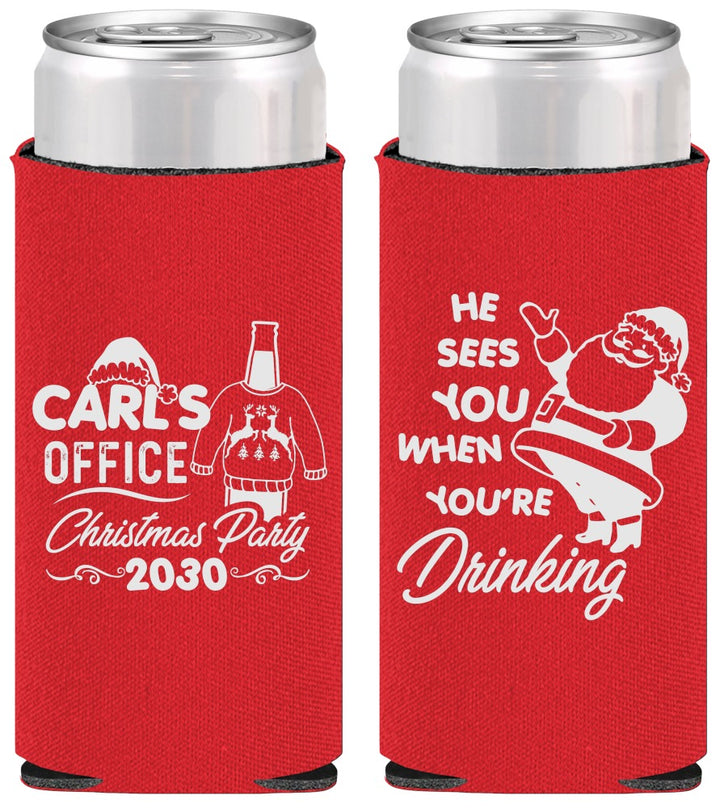 Personalized Christmas Slim Can Coolers - Santa Claus | 280028