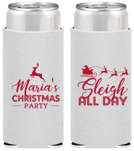Personalized Christmas Slim Can Coolers - Sleigh All Day | 280030