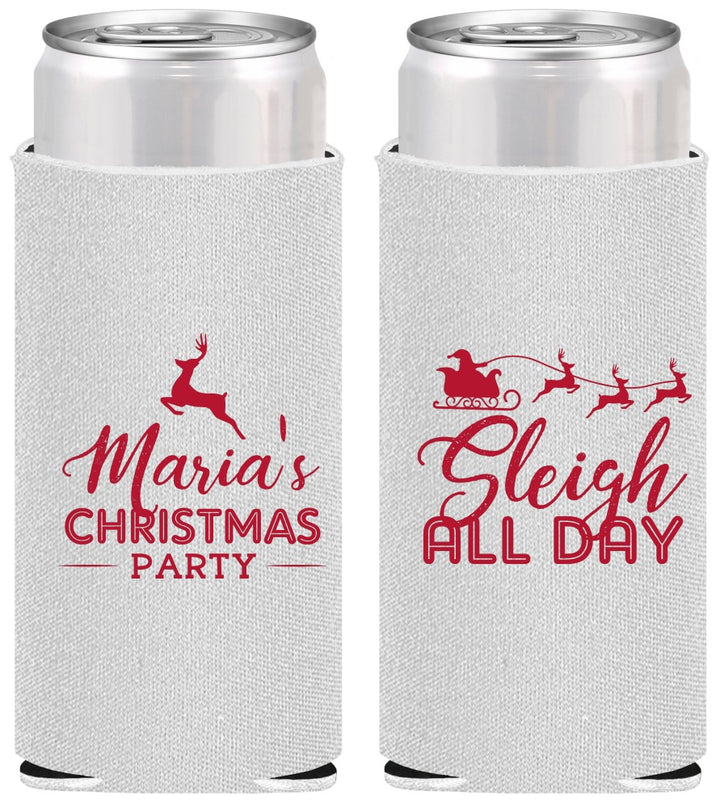 Personalized Christmas Slim Can Coolers - Sleigh All Day | 280030