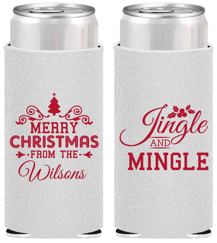 Personalized Christmas Slim Can Coolers - Jingle And Mingle | 280034
